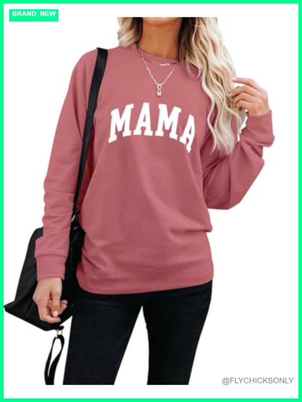 LEEDYA Women Mama Graphic Sweatshirt Long Sleeve Crew Neck Loose Pullover Top